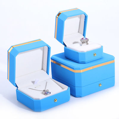 Hồng PU da gói quà hộp trang sức cho Hanhong Bấm kim loại hình tám tùy chỉnh Logo