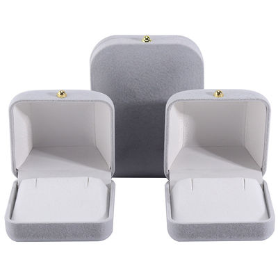 Mua Hanhong Xám nhung hình chữ nhật hộp trang sức cho vòng đeo tai vòng cổ Custom online manufacture