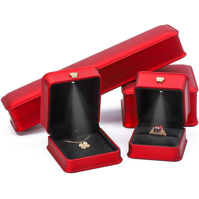Ánh sáng LED màu đỏ hộp đồ trang sức bộ, hộp đóng gói đồ trang sức với logo tùy chỉnh
