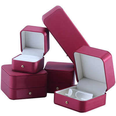 Hanhong Custom Đỏ PU da đồ trang sức bao bì hộp cho vòng đeo cổ cưới nhẫn