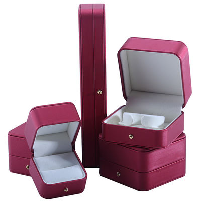 Hanhong Custom Đỏ PU da đồ trang sức bao bì hộp cho vòng đeo cổ cưới nhẫn