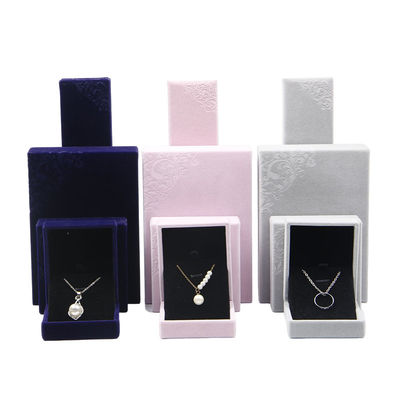 Vải nhung vật liệu Hanhong tùy chỉnh đúc hộp trang sức màu đỏ cho vòng cổ và nhẫn 6 * 6 * 4,6cm