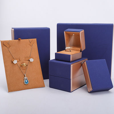 19x19x4cm Blue Velvet PU Da đồ trang sức hộp quà với đèn LED và lớp lót Velvet