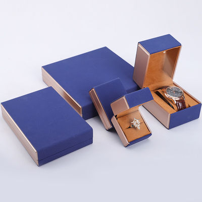 19x19x4cm Blue Velvet PU Da đồ trang sức hộp quà với đèn LED và lớp lót Velvet