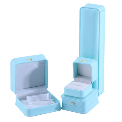 Bao bì đồ trang sức màu xanh dương với thiết kế vương miện Logo tùy chỉnh Hanhong Chiếc hộp đồ đạc da PU sang trọng