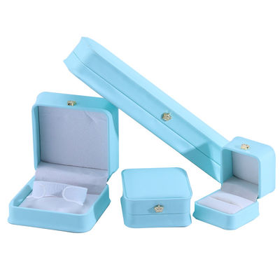 Bao bì đồ trang sức màu xanh dương với thiết kế vương miện Logo tùy chỉnh Hanhong Chiếc hộp đồ đạc da PU sang trọng