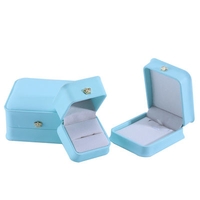 Bao bì đồ trang sức màu xanh dương với thiết kế vương miện Logo tùy chỉnh Hanhong Chiếc hộp đồ đạc da PU sang trọng