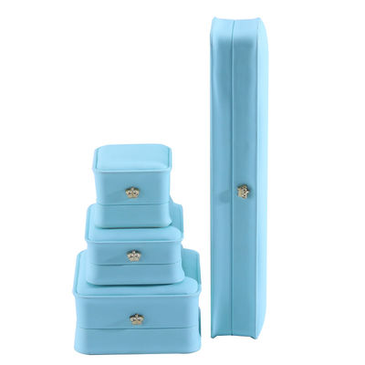 Bao bì đồ trang sức màu xanh dương với thiết kế vương miện Logo tùy chỉnh Hanhong Chiếc hộp đồ đạc da PU sang trọng
