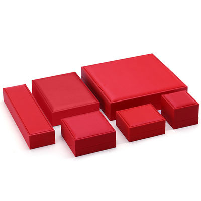 Thẻ tùy chỉnh hộp đồ trang sức da màu đỏ giả hộp đóng gói đồ trang sức sang trọng
