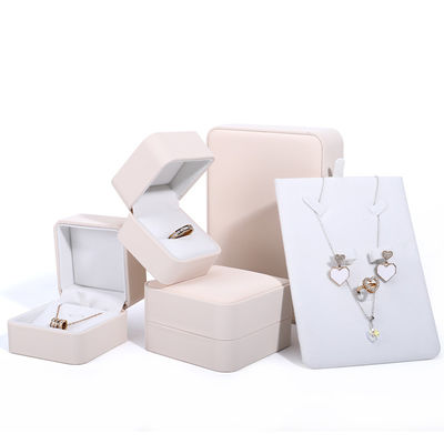 Hộp đóng gói vòng cổ sang trọng tùy chỉnh với da PU trắng và lớp lót nhung liên hệ với chúng tôi