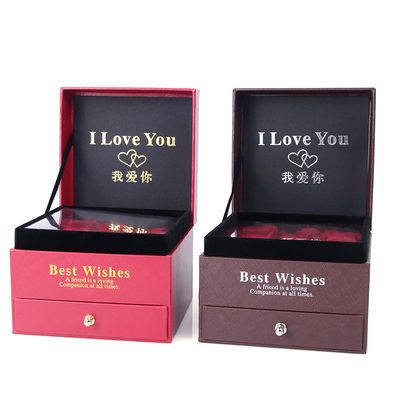 Mua Đơn vị hóa kích thước sang trọng Quảng trường hộp trang sức hộp đồ trang sức đóng gói quà tặng với hoa hồng online manufacture