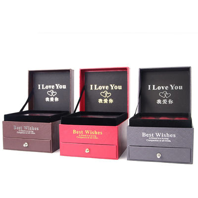 Đơn vị hóa kích thước sang trọng Quảng trường hộp trang sức hộp đồ trang sức đóng gói quà tặng với hoa hồng