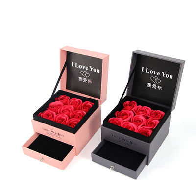 Đơn vị hóa kích thước sang trọng Quảng trường hộp trang sức hộp đồ trang sức đóng gói quà tặng với hoa hồng