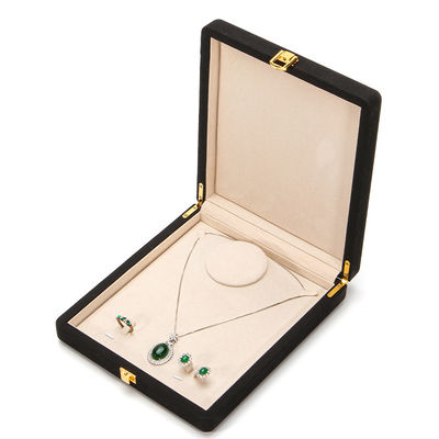 Đen Hanhong Custom Rounded Corner Microfiber Da Nhẫn đồ trang sức hộp đóng gói Luxury Set Pearl Necklace đồ trang sức hộp lưu trữ