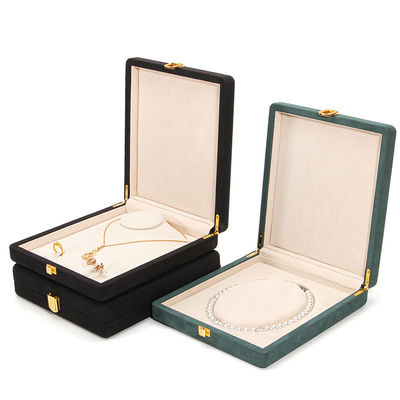 Đen Hanhong Custom Rounded Corner Microfiber Da Nhẫn đồ trang sức hộp đóng gói Luxury Set Pearl Necklace đồ trang sức hộp lưu trữ