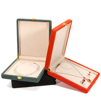Đen Hanhong Custom Rounded Corner Microfiber Da Nhẫn đồ trang sức hộp đóng gói Luxury Set Pearl Necklace đồ trang sức hộp lưu trữ