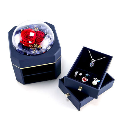 Hộp hoa đồ trang sức vòng vòng cổ hộp đồ trang sức với hoa hồng cho ngày Valentine bất ngờ