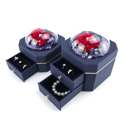 Hộp hoa đồ trang sức vòng vòng cổ hộp đồ trang sức với hoa hồng cho ngày Valentine bất ngờ