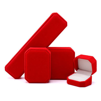 thanh lịch làm bằng tay màu đỏ Octagonal Velvet Box đồ trang sức cho vòng cổ Bức đeo tay Nhẫn