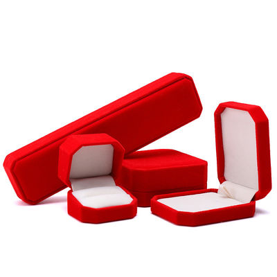 thanh lịch làm bằng tay màu đỏ Octagonal Velvet Box đồ trang sức cho vòng cổ Bức đeo tay Nhẫn
