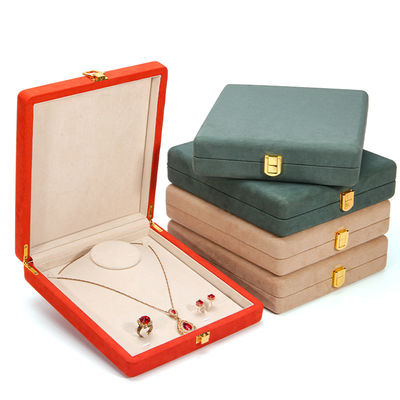 Hanhong Custom Orange Microfiber Da đồ trang sức bao bì hộp cho đeo vòng cổ ngọc trai sang trọng