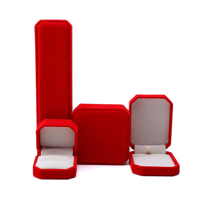 thanh lịch làm bằng tay màu đỏ Octagonal Velvet Box đồ trang sức cho vòng cổ Bức đeo tay Nhẫn
