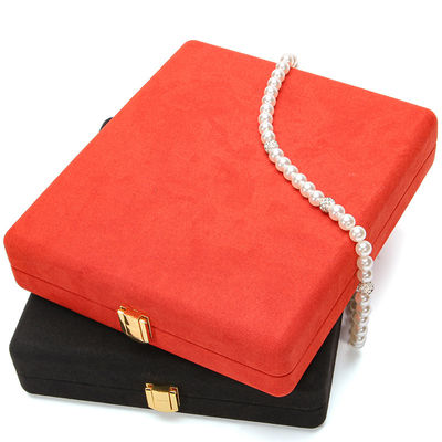 Hanhong Custom Orange Microfiber Da đồ trang sức bao bì hộp cho đeo vòng cổ ngọc trai sang trọng