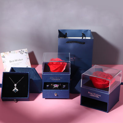 Ngày Valentine Rose Box loại ngăn kéo đồ trang sức hộp đóng gói hình vuông