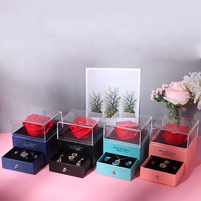 Ngày Valentine Rose Box loại ngăn kéo đồ trang sức hộp đóng gói hình vuông
