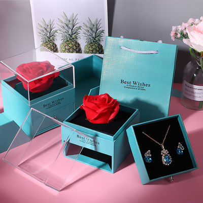 Ngày Valentine Rose Box loại ngăn kéo đồ trang sức hộp đóng gói hình vuông