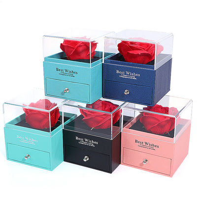Ngày Valentine Rose Box loại ngăn kéo đồ trang sức hộp đóng gói hình vuông