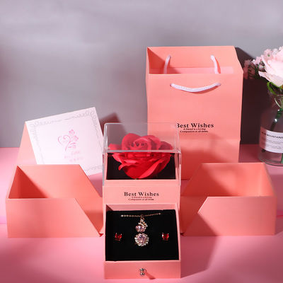 Ngày Valentine Rose Box loại ngăn kéo đồ trang sức hộp đóng gói hình vuông