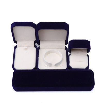 thanh lịch thủ công màu đen Octagonal Velvet Quần áo trang sức hộp cho vòng cổ Bức đeo tay nhẫn
