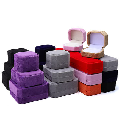 Hộp đồ trang sức nhung hình tám giác để đặt thương hiệu tùy chỉnh vòng cổ và nhẫn