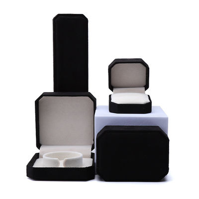thanh lịch thủ công màu đen Octagonal Velvet Box đồ trang sức cho vòng cổ Bức đeo tay Nhẫn Nhẫn bao bì