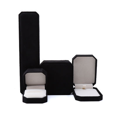 thanh lịch thủ công màu đen Octagonal Velvet Box đồ trang sức cho vòng cổ Bức đeo tay Nhẫn Nhẫn bao bì