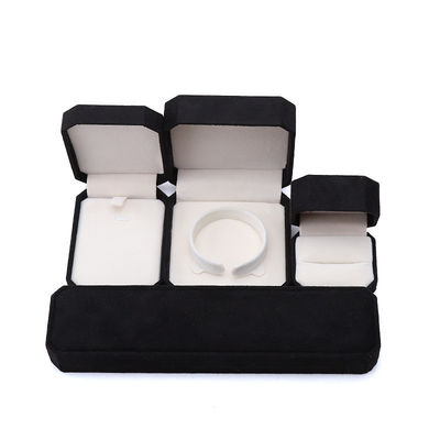 thanh lịch thủ công màu đen Octagonal Velvet Box đồ trang sức cho vòng cổ Bức đeo tay Nhẫn Nhẫn bao bì