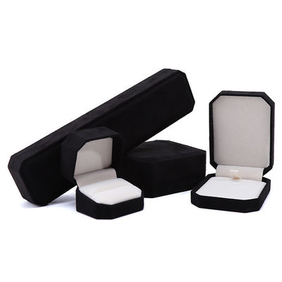 thanh lịch thủ công màu đen Octagonal Velvet Box đồ trang sức cho vòng cổ Bức đeo tay Nhẫn Nhẫn bao bì