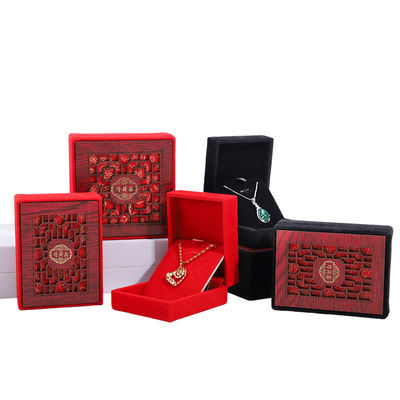 Red Velvet Lining Luxury Wooden Jewelry Box Packaging Logo tùy chỉnh kích thước