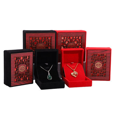Red Velvet Lining Luxury Wooden Jewelry Box Packaging Logo tùy chỉnh kích thước