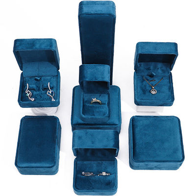Luxury Jewellery Box premium Blue Velvet Jewelry Box cho vòng đeo tay và vòng tai