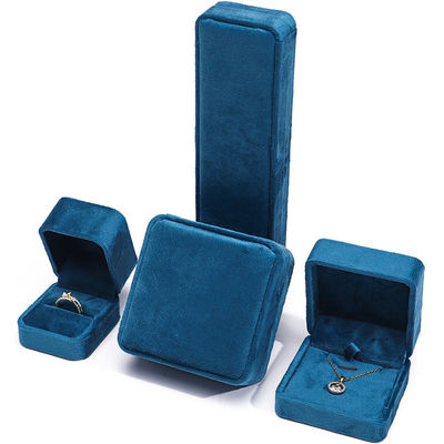 Luxury Jewellery Box premium Blue Velvet Jewelry Box cho vòng đeo tay và vòng tai