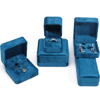 Luxury Jewellery Box premium Blue Velvet Jewelry Box cho vòng đeo tay và vòng tai