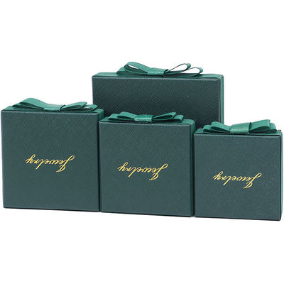 Vòng cổ màu xanh lá cây Bàn tai Nhẫn giấy đồ trang sức Hộp quà tùy chỉnh Kích thước hình chữ nhật