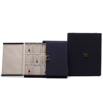 Hình màu xanh lá cây vải da vi mô hộp quà đồ trang sức tùy chỉnh bao bì 29x23x5cm