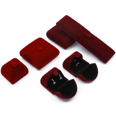 Hộp đồ trang sức nhung màu đỏ đậm mềm hộp đồ trang sức hình vỏ sò
