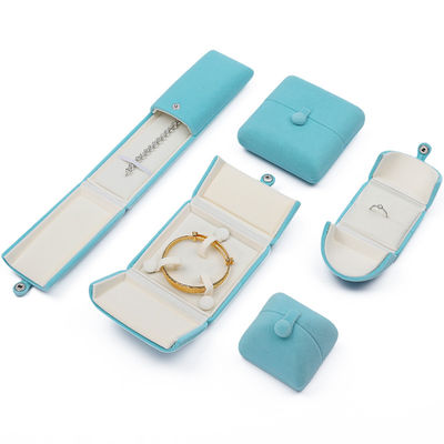 Cyan mềm mịn nhung đồ trang sức bao bì hộp Clamshell hình đồ trang sức hộp quà tặng