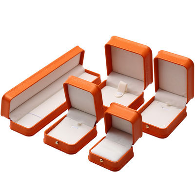 Orange Snow Grain Noble PU da đồ trang sức hộp để đóng gói lưu trữ sang trọng