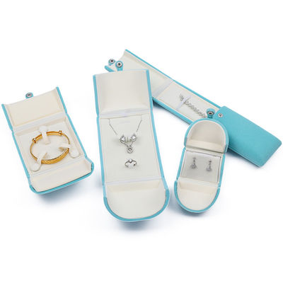 Cyan mềm mịn nhung đồ trang sức bao bì hộp Clamshell hình đồ trang sức hộp quà tặng