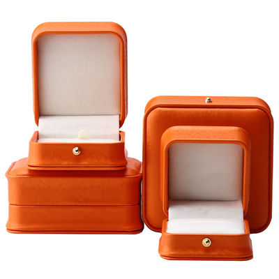 Orange Snow Grain Noble PU da đồ trang sức hộp để đóng gói lưu trữ sang trọng